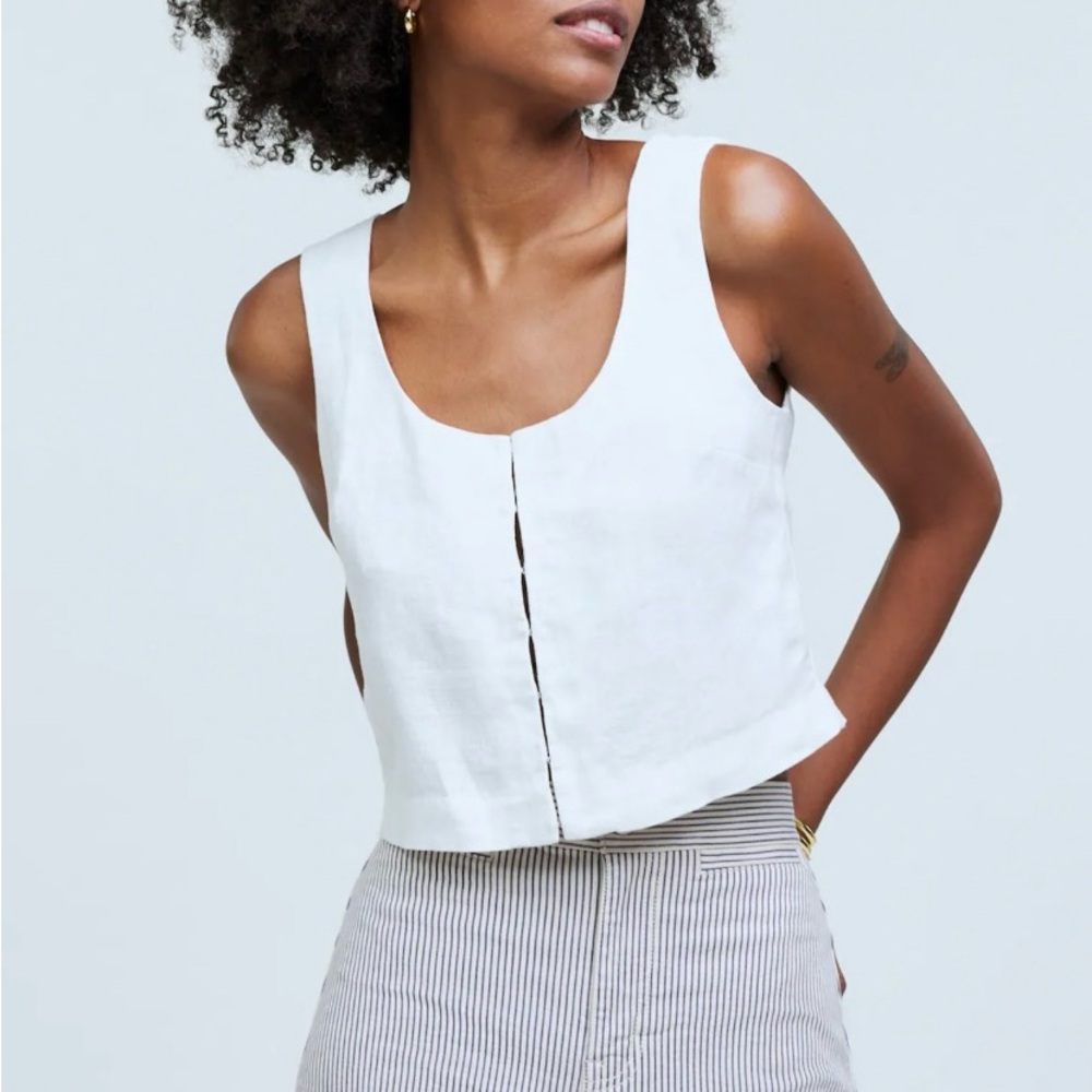 Madewell Emmett High Waist Striped Shorts - Blue and White